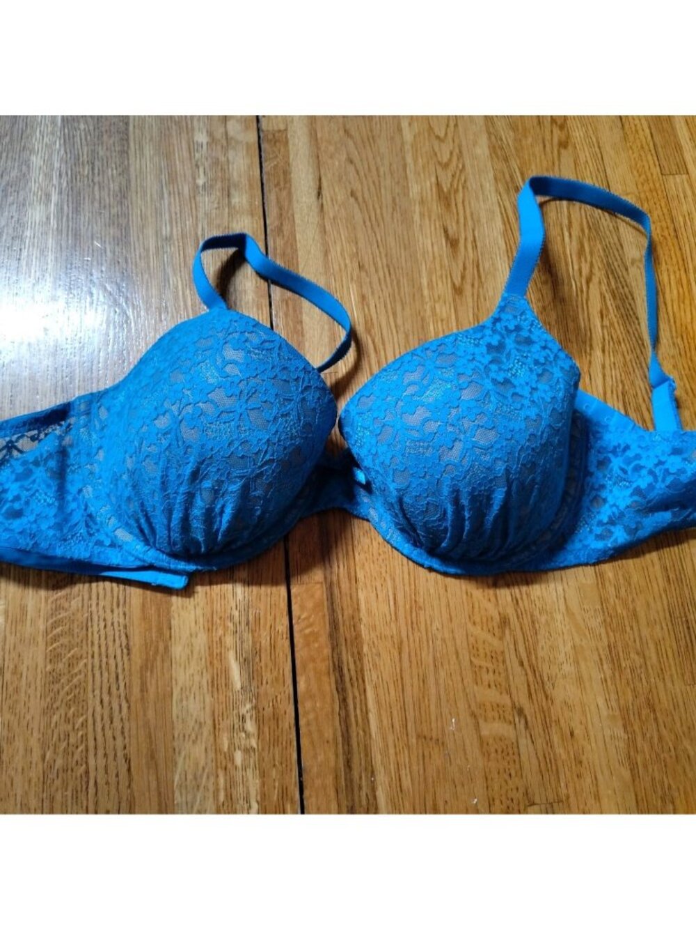 Ambrielle women's lace bra padded adjustable turquoise 38B